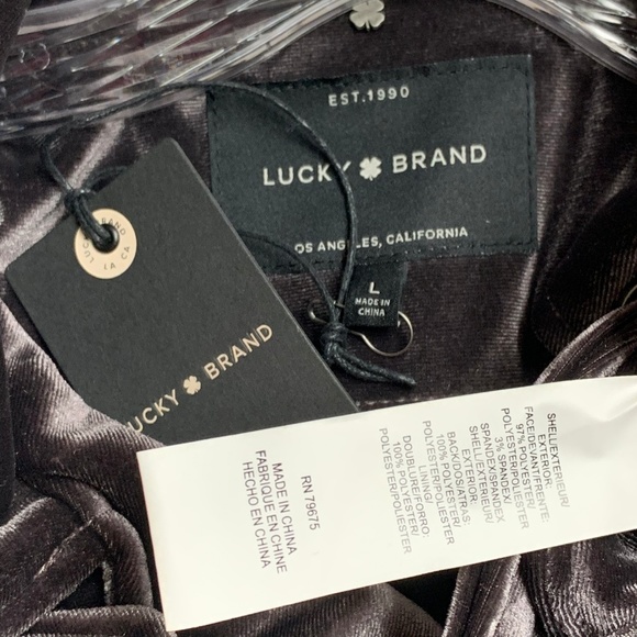 NEW Lucky brand Purple Velvet Zipper Moto Jacket L - Picture 5 of 8